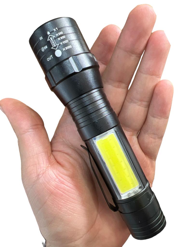 Mini Linterna Led Con Zoom Xpe Cob Recargable Usb 3 Modo