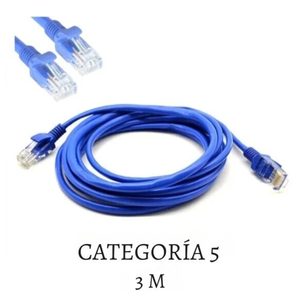 Cable Lan De Internet Largo Cable Ethernet Categoría 5 Utp 3 metros