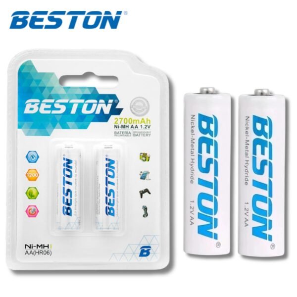 Pila Bateria Recargables Aa X2 Und Beston 2700 Mah