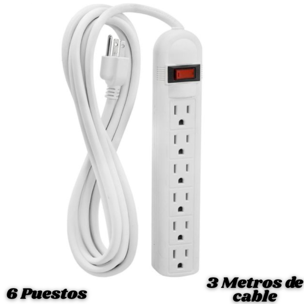 Regleta Electrica Multitoma 6 Tomas Polo A Tierra 3 Metros 10 Ft