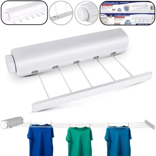 Tendedero De Ropa Retractil Plegable 5 Cuerdas