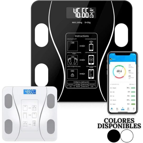 Bascula Inteligente Pesa Bluetooth Vidrio Templa Digital App