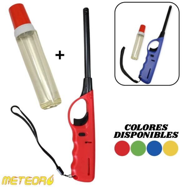 Encendedor Con Repuesto Recarga De Gas 18 Ml Meteor Fogon Estufa