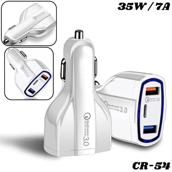 Cargador Carro Adaptador Cigarrera 35w 7A Carga Rapida Usb Tipo C Cr54