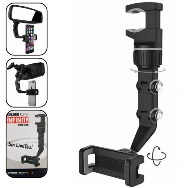 Soporte Holder Celular Para Autos Brazo Ajustable Espejo Retrovisor