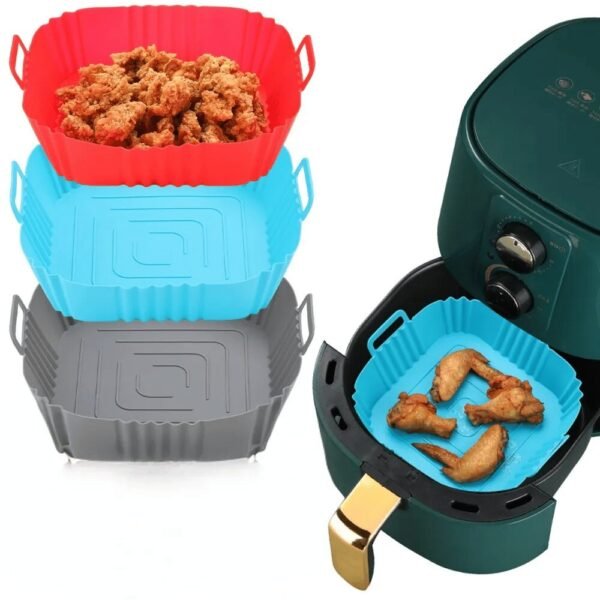 Molde Para Freidora Air Fryer Silicona Reutilizable Set Cuadrado X2 Unidades