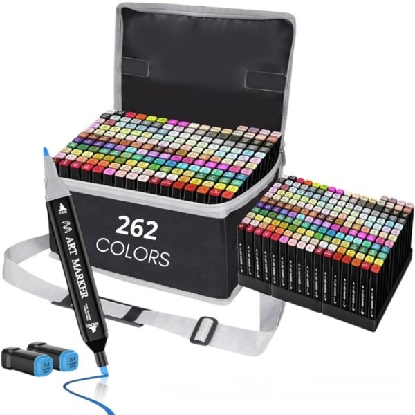 Set Con 262 Plumones Marcadores Doble Punta Con Estuche