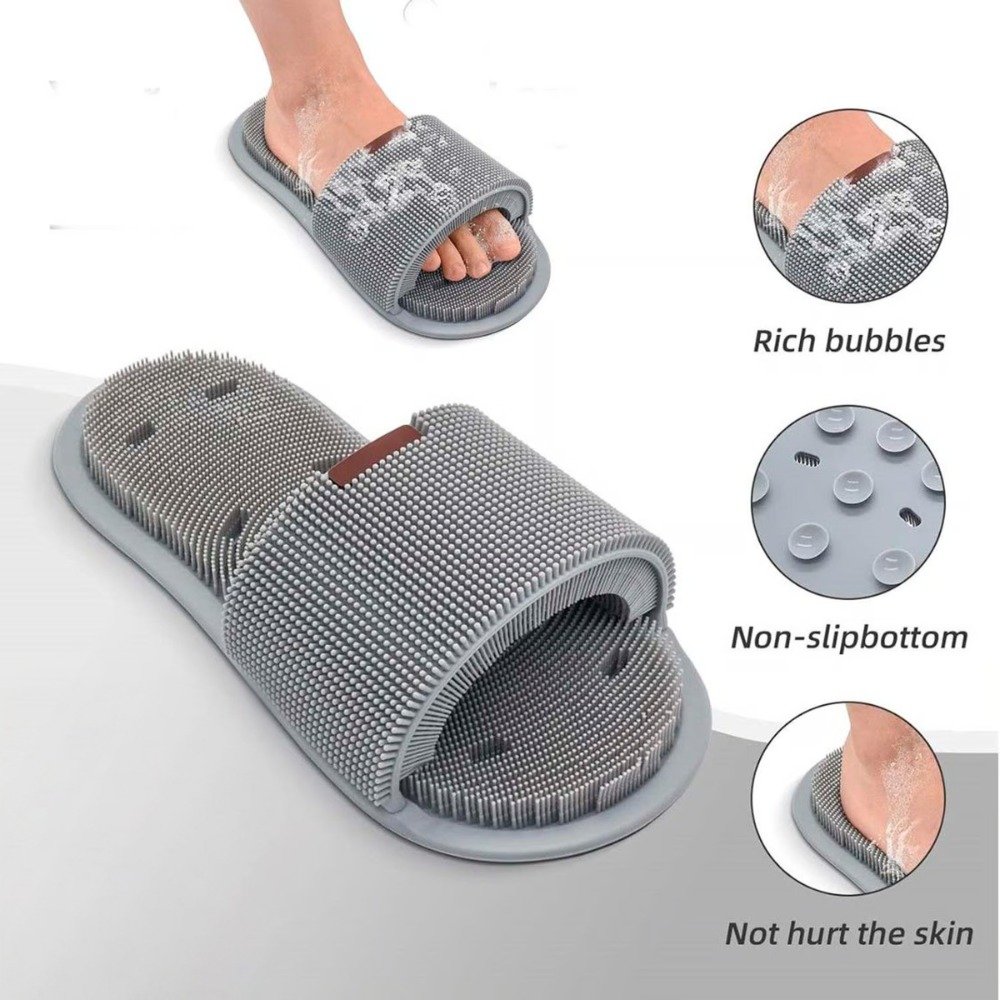 Zapatilla Chancla De Baño Limpiador de Pies Cerdas Siliconadas