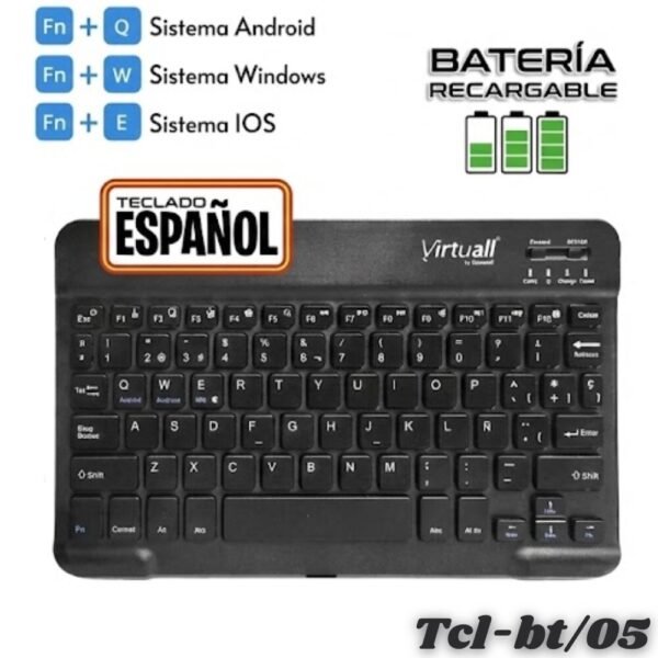 Teclado Inalambrico Bluetooth Recargable En Español Tcl-bt/05