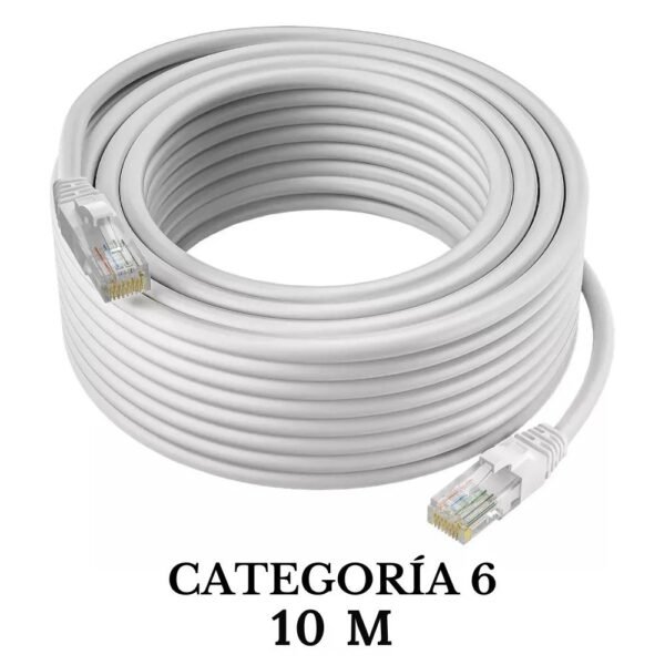 Cable Lan De Internet Cat6e Categoría 6 10 Metros Largo Cable Ethernet Utp 10mt Blanco