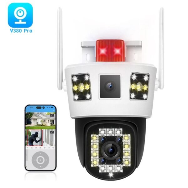 Cámara De Seguridad Ip V380 Para Exteriores Doble Lente Con Vision Infrarrojo