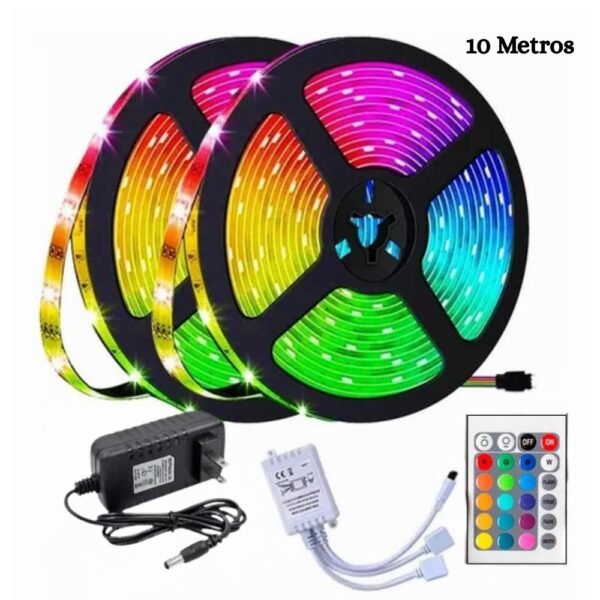 Cinta Led Tira Luces 10 Mts Rgb Multicolor Con Control