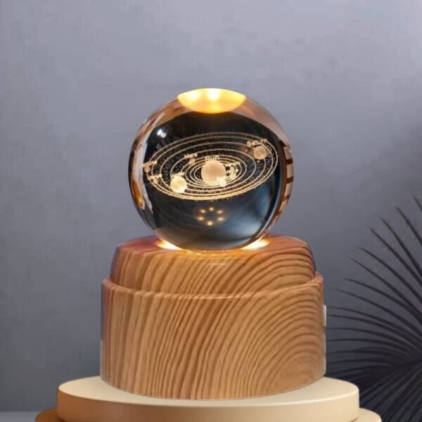 Lampara Esfera Bola De Cristal 3d Base Giratoria Sistema Solar