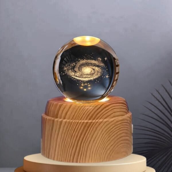 Lampara Esfera Bola De Cristal 3d Base Giratoria Galaxia