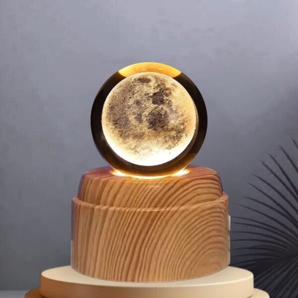 Lampara Esfera Bola De Cristal 3d Base Giratoria Luna Llena