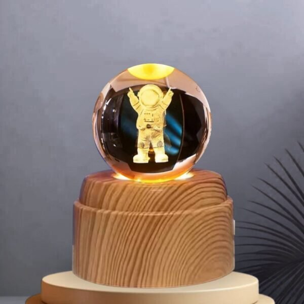 Lampara Esfera Bola De Cristal 3d Base Giratoria Astronauta
