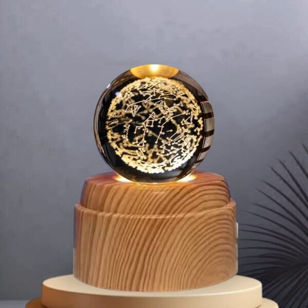 Lampara Esfera Bola De Cristal 3d Base Giratoria Constelaciones