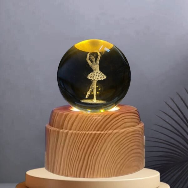 Lampara Esfera Bola De Cristal 3d Base Giratoria Bailarina