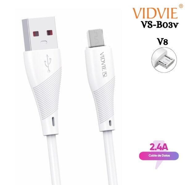 Cable De Datos Usb A v8 90 Cm 2.4 A Alta Calidad Vidvie VS-B03v