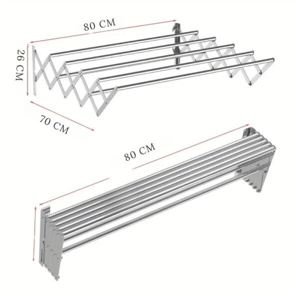 Tendedero De Ropa Retractil Plegable Metalico 5 Cuerdas