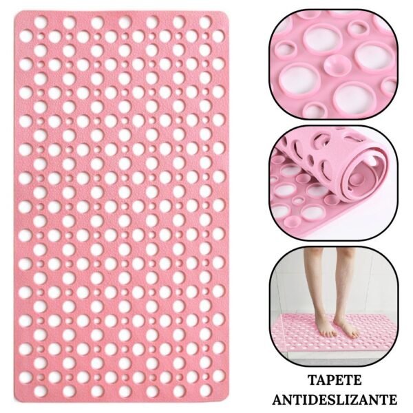 Tapete Alfombra Antideslizante Para Baño Rosado