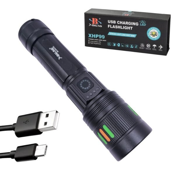 Linterna Tactica Led Recargable Usb Zoom Aluminio XHP99