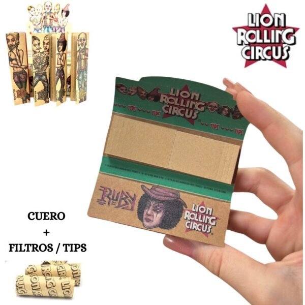 Papel De Fumar Cuero Organico Lion Rolling Circus #9 (1 1/4) + Filtros Tips