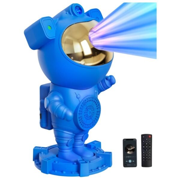 Proyector Astronauta Rgb Led Luces Galaxia Lampara De Mesa Con Bluetooth Azul