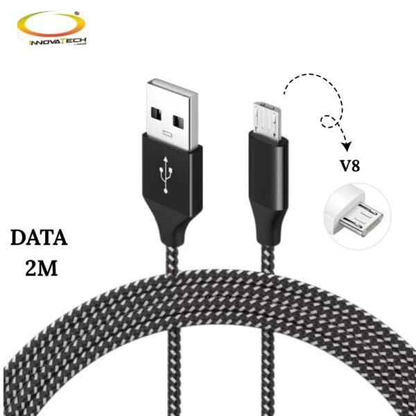 Cable De Datos Usb A V8 Acordonado Alta Calidad Innoval Tech Data-87 2 Metros