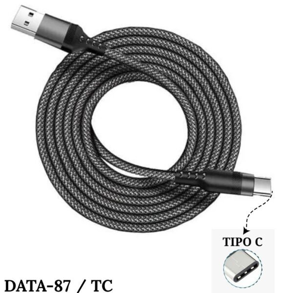 Cable De Datos Usb A Tipo C Acordonado Alta Calidad Innovall  Data-87 2 Metros