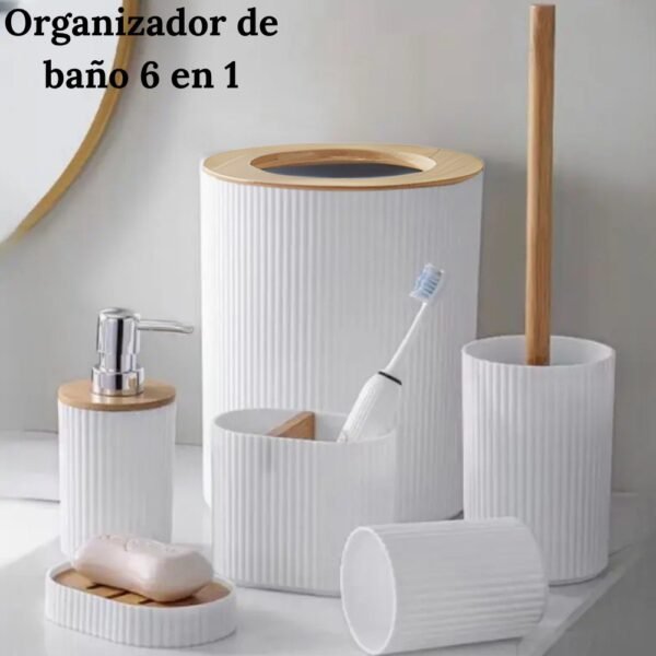 Organizador De Espacio Para Baño Multifuncional Set X6 Piezas Blanco