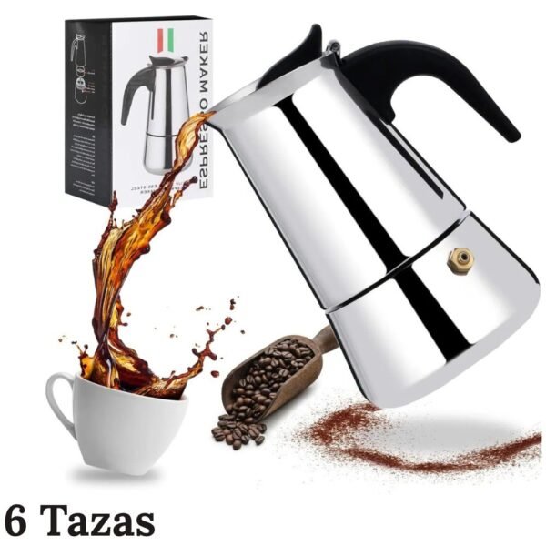 Cafetera Italiana Espresso Maker 6 Tazas Acero Inoxidable