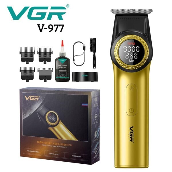 Maquina De Motilar Cortadora De Cabello Inalambrica Profesional BLDC Hair Trimmer Vgr V-977 Amarilla