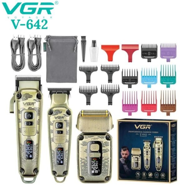 Combo 3 En 1 Maquina De Motilar Patillera Afeitadora Y Rasuradora Shaver Vgr V-642