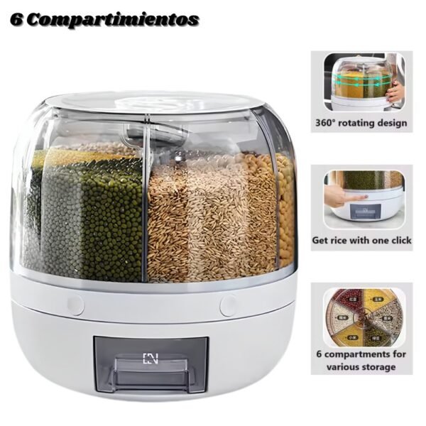Dispensador De Granos Contenedor De Almacenamiento Giratorio 360 Grados