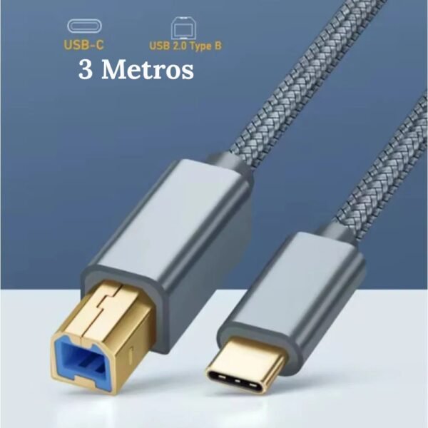 Cable Para Impresora Usb Tipo C A Tipo A-b Alta Velocidad 3m