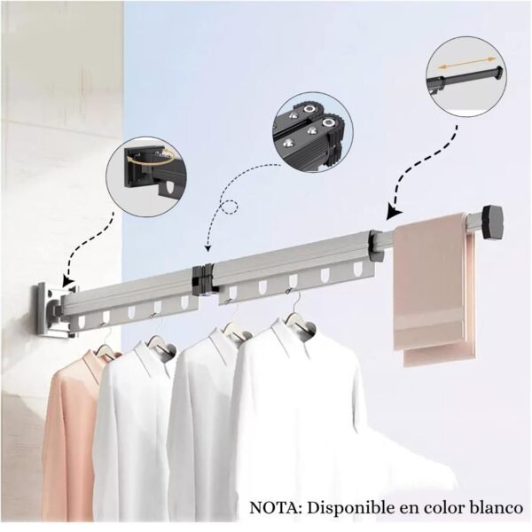 Tendedero De Ropa Retractil Plegable Estensibile Metalico Ahorrador de Espacio