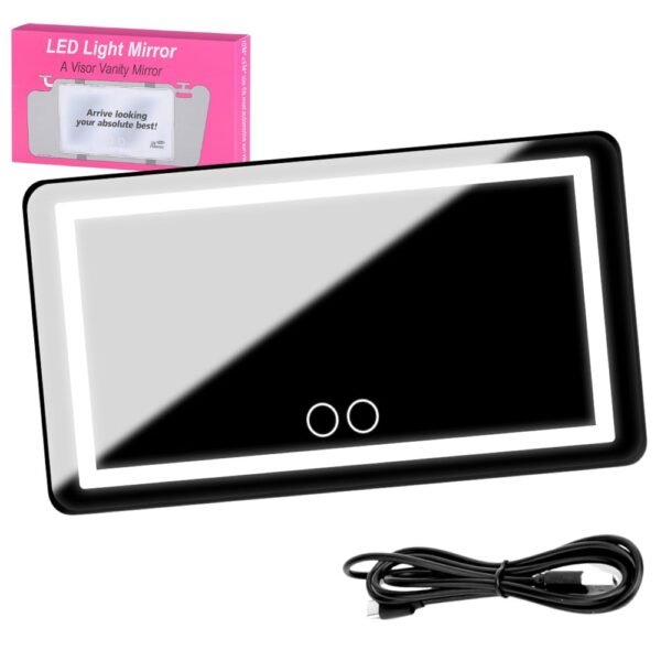 Espejo Con Luz Led Recargable Para Parasol Visera De Automovil Negro
