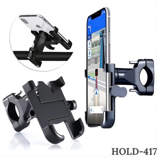 Holder Soporte Porta Celular Para Moto Metalico Con Giro 360 Para Manubrio Hold 417