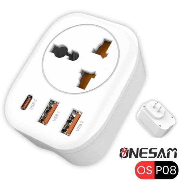Adaptador Convertidor Corriente Universal Multipuertos USB Tipo C Europeo Onesam OS P08