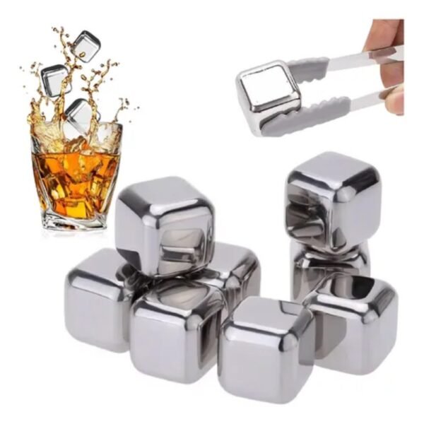 Cubos de Hielo Acero Inoxidable Reutilizables para Enfriar Bebidas X8