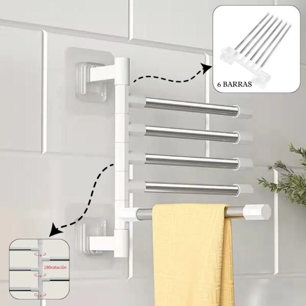 Soporte Organizador Para Toallas Multiusos giratorio de acero inoxidable Autoadhesivo