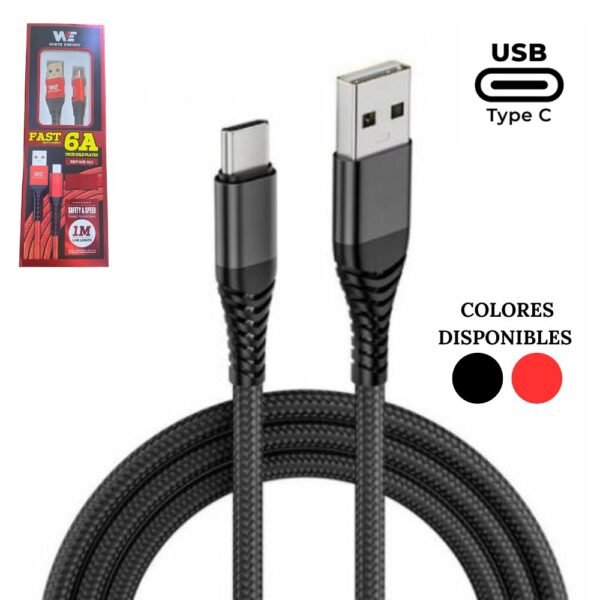 Cable Carga Rapida Acordonado Usb A Tipo C 6A WE-102