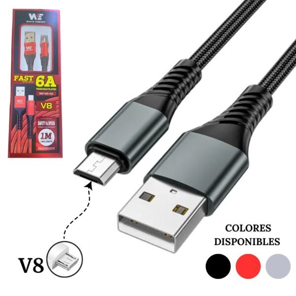 Cable Carga Rapida Acordonado Usb A V8 6A WE-102 WE-102