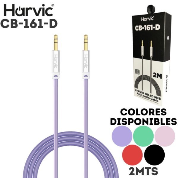 Cable Auxiliar 1 X 1 Estereo Plug 3.5mm Harvic CB-161-D 2 Metros