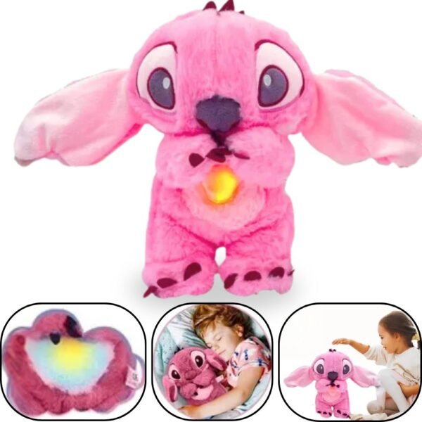 Stitch Peluche Rosado Que Respira Tranquiliza Con Luz Y Sonido Antiestres