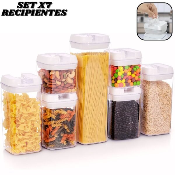 Set De Recipientes Hermeticos Para Alimentos 7 Piezas
