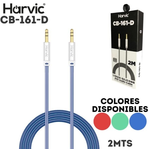 Cable Auxiliar 1 X 1 Estereo Plug 3.5mm Harvic CB-161-D 2 Metros