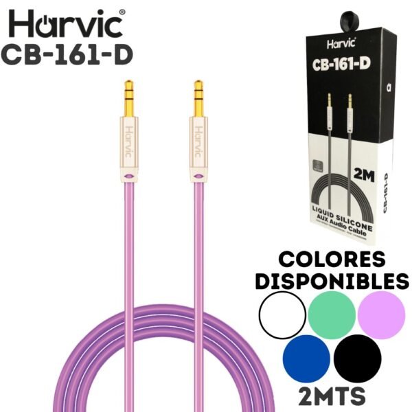 Cable Auxiliar 1 X 1 Estereo Plug 3.5mm Harvic CB-161-D 2 Metros