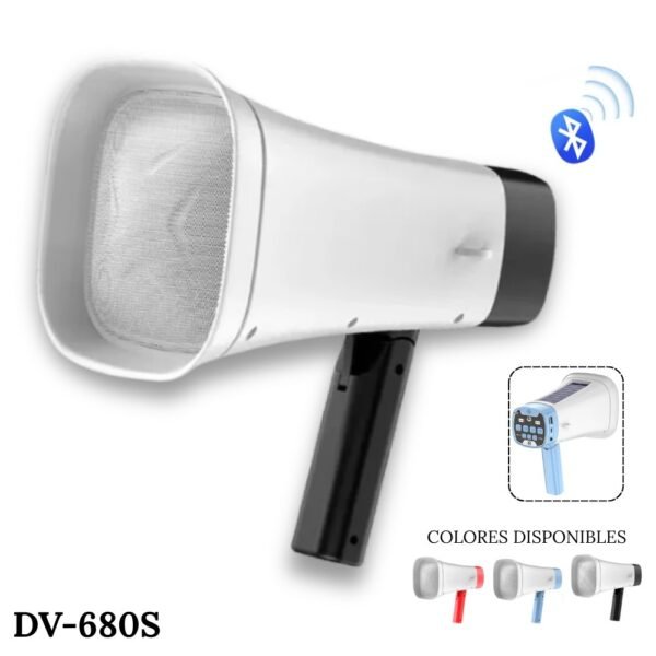 Megafono Perifoneo Recargable Grabador Altavoz Parlante Recarga Solar Bluetooth DV-680S